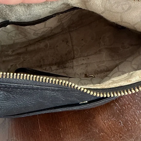 Michael Kors Black Pebbled Leather Shoulder Bag with Gold MK Charm - Picture 12 of 15